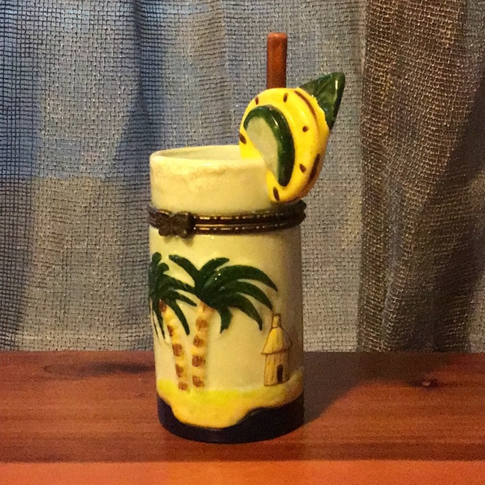 Vintage ceramic Trinket Box- Tropical Drink